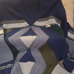 Umbro V-Neck Sweater in Blue and Green